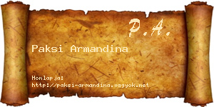 Paksi Armandina névjegykártya